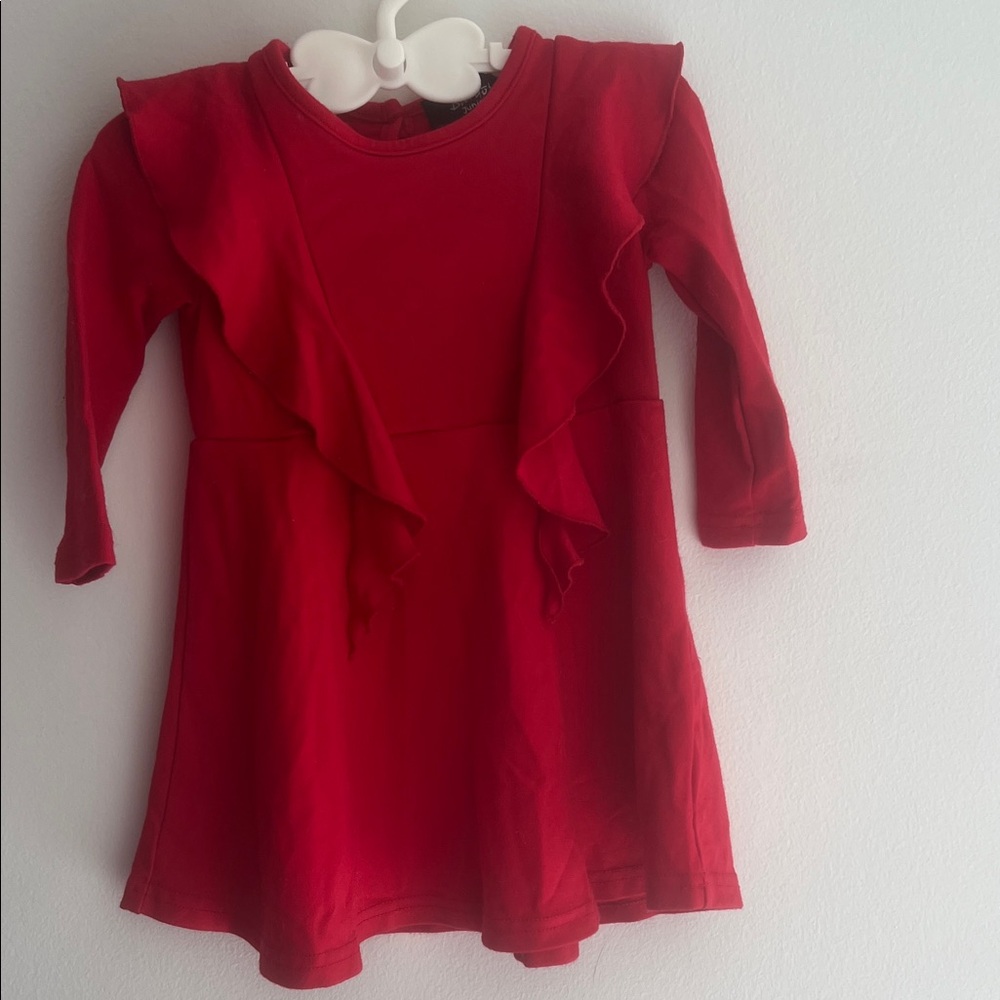 Bardot Junior Red Long Sleve Flutter Knit Party Dress- holiday outfit